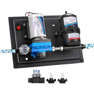 12V RV Water Pump 5.5GPM 55PSI with 0.75L Accumulator Tank, Max 125PSI Self-Priming Diaphragm Pressure Pump System for RV Camper, Boat, Kitchen, Bathroom, Home Water Pump System