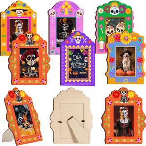 Yookeer 6 Pcs Day of the Dead Photo Frames Fits 4x6 Pictures, Sugar Skull Wooden Picture Frame with Stand for Tabletop Display Dia De Los Muertos Altar Decor Mexican Fiesta Gift (Classic) Yookeer 6 Pcs Day of the Dead Photo Frames Fits 4x6 Pictures, Sugar Skull Wooden Picture Frame with Stand for Tabletop Display Dia De Los Muertos Altar Decor Mexican Fiesta Gift (Classic)