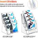 FUCDTEFC Acrylic Brochure Holder 8.5x11 & 4 x9 Inches, Clear 4 Tier Magazine Holder Brochure Display Stand w Removable Divider, Literature Pamphlet Flyer Holder for Wall Mount or Countertop