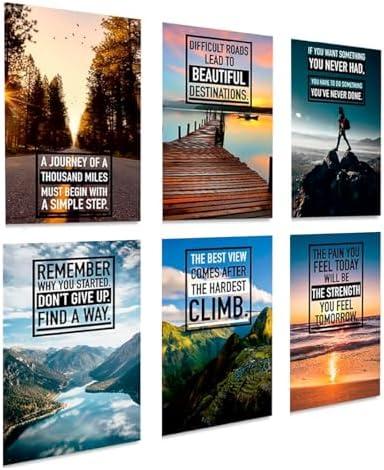 Motivational Posters Set of 6 - Colorful Inspirational Wall Art Prints 11x17 | Positive Affirmation Posters for Office, Bedroom, Home & Gym | Uplifting Quotes Wall Decor | ThrowbackTraits