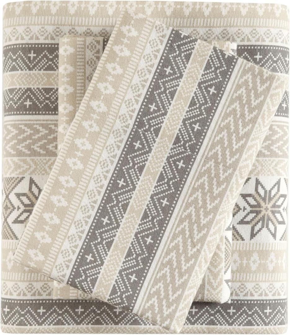 True North by Sleep Philosophy Flannel Sheets Twin Size, Cozy 100% Cotton Flannel Bed Sheets, Ultra Soft Cute Sheet Set, Elastic Pocket Fits Up to 12" Mattress, Nordic 3 Piece