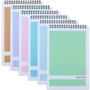 Steno Pad,6 Pack Top Spiral Notepads,6" x 9",80 Sheets, Gregg Rule Steno Notebook for Writing Notes in School, University, College, Office,Home