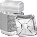 (35 Pack) 8x8 Square Aluminum Baking Cake Pans with Clear Plastic Lids - Foil Pans with Lids - Disposable Food Containers Great for Cooking, Heating, Storing, Prepping Food