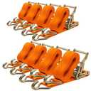 SALUINOKI 8Pack Ratchet Straps Heavy Duty 2 inch x 15ft Tie Down Flatbed for Truck Straps with 2200lbs Working Load, 10000lbs Break Strength Cargo