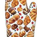 Oven Mitt and Pot Holders Sets - Food Oven Gloves Hot Pads Set of 2 Bread Kitchen Mitts for Cooking BBQ Baking Grilling (Delicious Toast and Fruit)