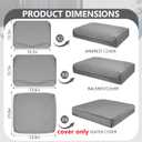 14 Piece Outdoor Patio Waterproof Cushion Covers, Fits 6-Seat Wicker Rattan Sectional Couch Chair Furniture Cover Replacement Set - Fade-Resistant Patio Cushion Covers with Zipper, 25.6Lx25.6Wx4H Inch