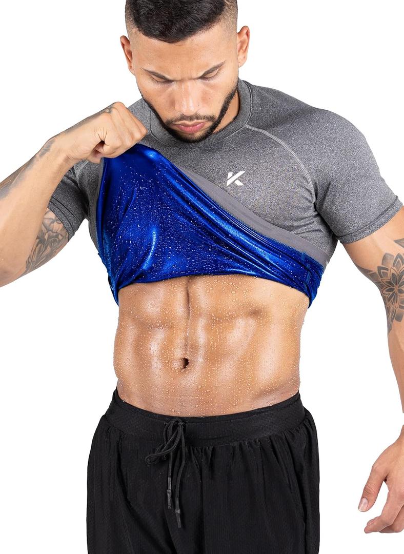 Kewlioo Sauna Shirt for Men - Heat Trapping Sweat Vest, Sauna Suit For Men, Compression Workout Sweat Suit for Gym, Workouts (Medium)