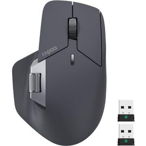 Rapoo MT760 PRO Wireless Mouse, NearLink + Bluetooth 5.0 Multi-Device, 12K DPI, 2K Polling, Ergo for Work & Gaming, 11 Programmable Buttons, On-Board Memory, Quiet Clicks, USB-C, 120 Days Battery Life