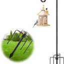92" Tall Bird Feeder Pole with Shepherds Hook - Heavy Duty Rustproof Stand for Hummingbird Feeders,Wind Chimes,String Lights - Outdoor Garden Decor Hanger, Black
