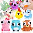 Animal Squeeze Toys with Pop Out Eyes Eye Popping Stress Relief Toy Balls Fun Fidget Gagdets for Kids Birthday Party Favors 8 Pack