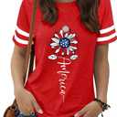 American Flag Shirts for Women 4th of July T-Shirt USA Flag Patriotic Shirt Stars and Stripes Summer Tees (XX-Large, 6 Red)