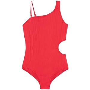 Kanu Surf Girls' Cori Beach Sport One Shoulder Side Cut UPF 50 1pc Swimsuit Size 14