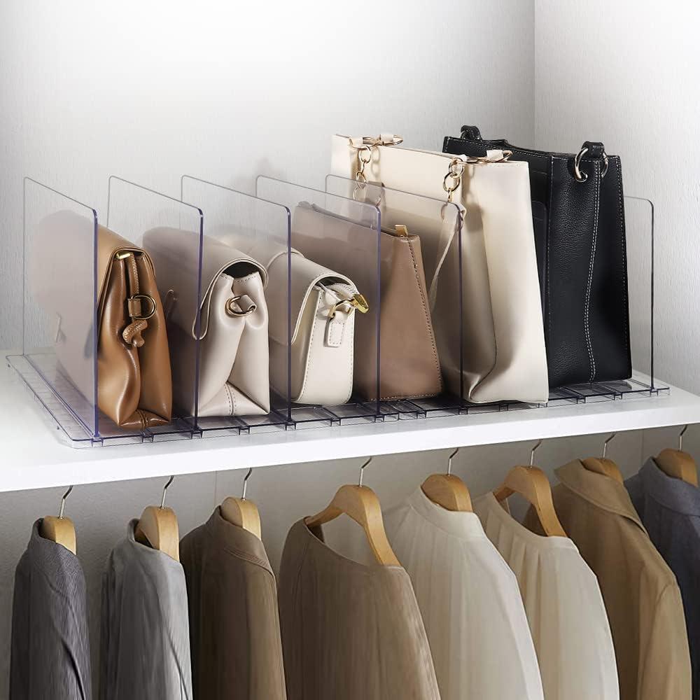 Purse Organizer for Closet, Adjustable Clear Shelf Dividers Purse Bag Divider for Closet Organizer, Handbag Organizers for Closets