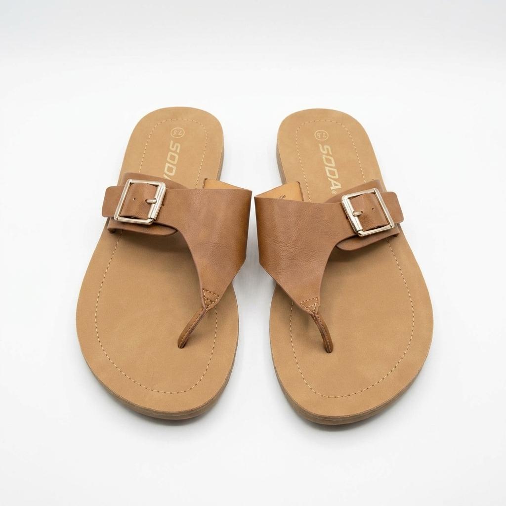 Soda Suri Tan Flip Flops Size 7.5