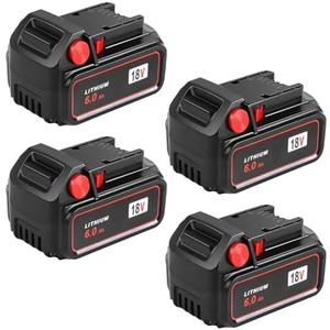 HavenHarmo Pack of 4 6000mAh Battery Replacement for Milwaukee M18 Battery Compatible with 48-11-1850 48-11-1852 48-11-1862 48-11-1860 48-11-1828 48-11-1815 48-11-1822 Work with Milwaukee 18V Chargers