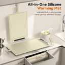 Food Warming Mat Electric Tray: Adjustable Silicone Heating Pad with 3 Temperature Settings 4 Timer Function Portable Roll Up Hot Plate for Buffets Party Gatherings Kitchen Warmer Countertop Holiday (24 X 16 inch, Cream)