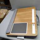 HUANUO Lap Desk - Fits up to 17 inches Laptop Desk, Built in Mouse Pad & Wrist Pad for Notebook, Laptop, Tablet, Lap Stand with Tablet, Pen & Phone Holder, Wood Grain