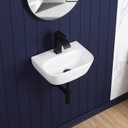 Small Vessel Sink 17"x12" Wall Mount Bathroom Sink Wall Mounted Oval Wall Hung Mini White Porcelain Ceramic Floating Tiny Sink,Easy Install, Durable, Space-Saving, Ideal for Home,RV, 16.5"x11.5"x5"