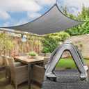 Royal Shade Heavy Duty 16' x 20' Grey Sun Shade Rectangle Pro Ring Shade Sail, 260 GSM Commercial Grade UPF50 Sunshade, Reinforced Corners & Edges (Gray)