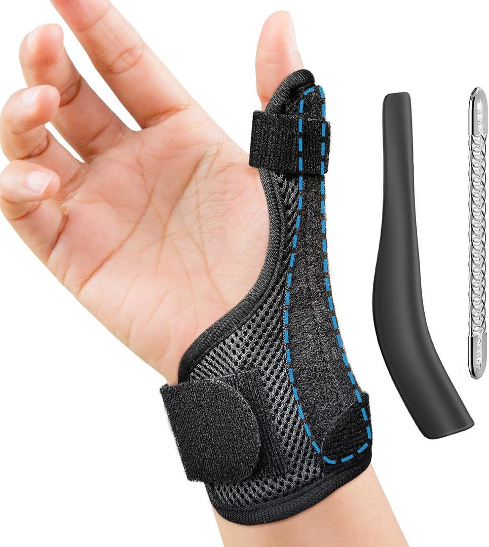 Thumb Spica Splint Reversible Thumb Brace for Pain Relief, Arthritis, De Quervain's tenosynovitis, Sprains, Strains, Carpal Tunnel & Trigger Finger Immobilizer Adjustable Wrist Strap (Black Upgrade)