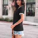 AUTOMET Womens Shirts Short Sleeve Tops Business Casual Tee Spring Summer Clothes Trendy Fashion Dressy Blouses Outfits 2026 (Black, M)