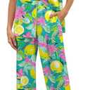 SHESHOW Satin Pajamas for Women Set Button Down Sleepwear Print Pjs Set 2 Piece Short Sleeve Long Loungewear Size XL