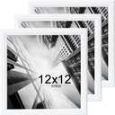 KTKDE 12x12 Picture Frame Set of 3, White Wooden frames, Wall Hanging Display, Best Square Photo Frame Studio Gallery for Photos, Posters & Art Prints