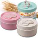 MATICAN Microwave Soup Bowl with Lid, 3-Pack Soup Mug with Lid, Microwave Containers for Ramen Noodles, Soup, Beverages, 20 Ounces, Pink, Mint, Eggshell White