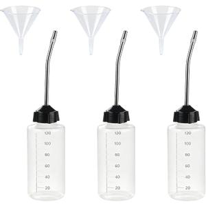 3 Pcs Needle Oiler (4 OZ), Precision Gun Oil Bottle, LDPE Oil Applicator with Extra Long 3.5 Inch Stainless Needle Tip Easy to Use for Gun Oil, Crafts, Hinges, Sewing Machines and More
