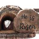 Easter Decor Empty Tomb with Cross - Decorations for Home He is Risen Statue : Nativity Scene Set Religious Jesus Manger Resin Table Tabletop Shelf Indoor Outdoor Gifts for Christian Home Decor