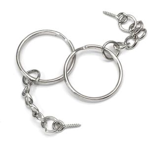 100Pcs 1 Inch Key Ring Bulk 25mm Keychains Set with Chain and Open Jump Rings, Key Chain Rings Assorted for Jewelry Making, DIY Crafts, Car Keys