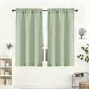 Lecloud Light Green Curtains 45 Inch Length 2 Panels, Rod Pocket Faux Linen Textured Living Room Curtains for Bedroom Dining Room, Soft Light Filtering Bathroom Drapes, Each Panel 30" W x 45" L