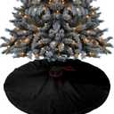 48 Inches Christmas Tree Skirt, Solid Color Black Tree Skirt for Xmas Holiday Merry Christmas Party Decorations Modern Minimalism Art Xmas Tree Mat Ornaments