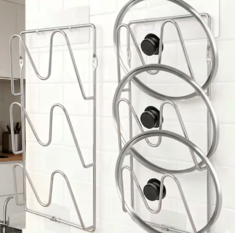 2 Pack Pot-Lid-Organizer, 6-Tier Pots and Pans Lid Organizer Under Cabinet, No Drilling, Rustproof, Lid-Organizers-Inside-Cabinet for Small-Space-Solution & Kitchen Cabinet Organization