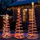 Dazzle Bright Set of 3 Lighted Spiral Christmas Tree, 3/4/6 FT 290 Count Collapsible Tree with 7" Star Topper, Christmas Decoration for Indoor Outdoor Xmas Patio Wedding Decor (Multi-Color) (Multi-colored)