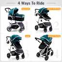 Hagaday Baby Stroller, 2-in-1 Reversible Toddler Seat with Bassinet Mode, Foldable Infant Stroller with Canopy, One Button Brake, Adjustable Handle, Newborn Pushchair(Blue)