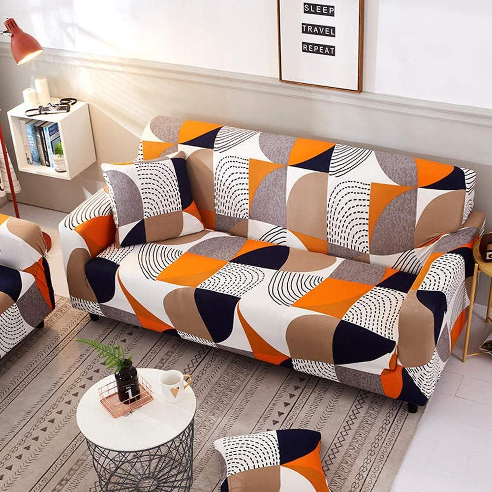 Shukii Stretch Couch Covers Printed Sofa Covers for 3 Cushion Slipcovers Universal Furniture Protector with 1 Pillowcases (3-Seater 70-86 inch) (3-Seater 190-230cm)