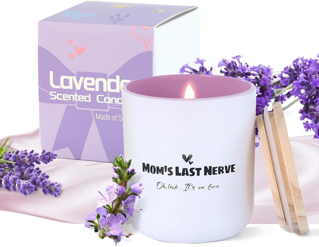 Mom's Last Nerve Funny Gifts Candle for Mom, Lavender Scented Candle | 40 Hours Burning Time Soy Wax Jar Candles Long Lasting Birthday