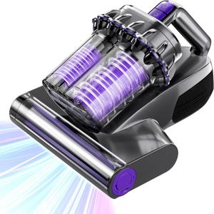 Mattress Vacuum Cleaner, Anti-allergen Bed Vacuum Cleaner with UV-C Light & High Heating Tech, 16Kpa Suction 600W Powerful Handheld Vacuums for Dust & Pet Hair (Gray)