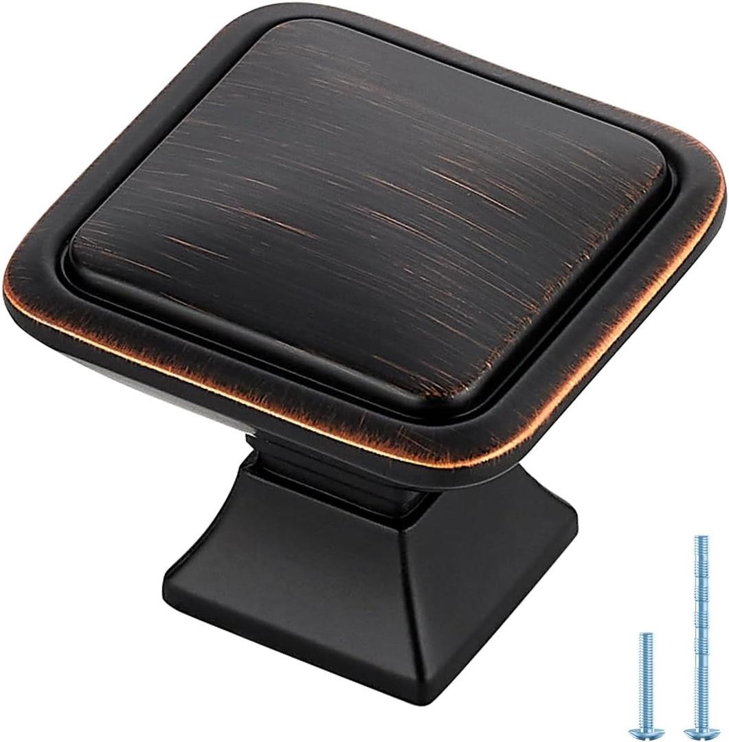 Ravinte Hardware 20 Pack Oil Rubbed Bronze Cabinet Knobs Single Hole Center Solid Cabinet Door Handles