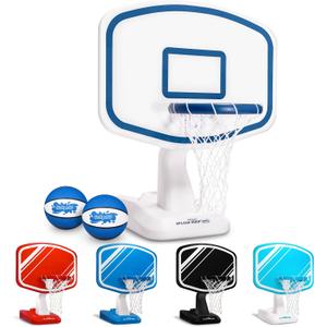 GoSports Splash Hoop PRO - Choose Your Color - Swimming Pool Basketball Game, Includes Poolside Water Basketball Hoop, 2 Balls and Pump