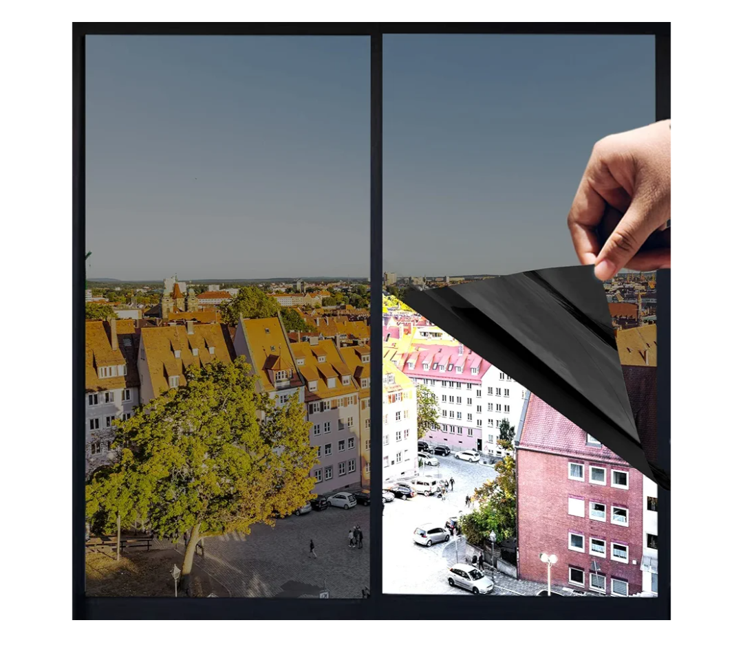 One Way Privacy Window Film,Premium PET Material,Daytime Reflective Heat Control Anti UV Door Sticker,Window Tint for Home Office Living Room,Cosmic Black,23.6 Inch x 6.5 Feet pack of 3