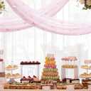 3pcs Pearl Pink Gauze Table Runner with 3D Butterfly 120in 10FT Seasonal Sheer Tulle Table Runners Mesh Lace Fabric Runner for Wedding Baby Shower Party Holiday Dining Table Decor DIY Craft