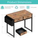 Lufeiya Small Computer Desk with 2 Drawers for Bedroom, 31 Inch Home Office Desk with Storage Fabric Drawer and Bag, Study Writing Table for Small Spaces, Rustic Brown, 31.5"