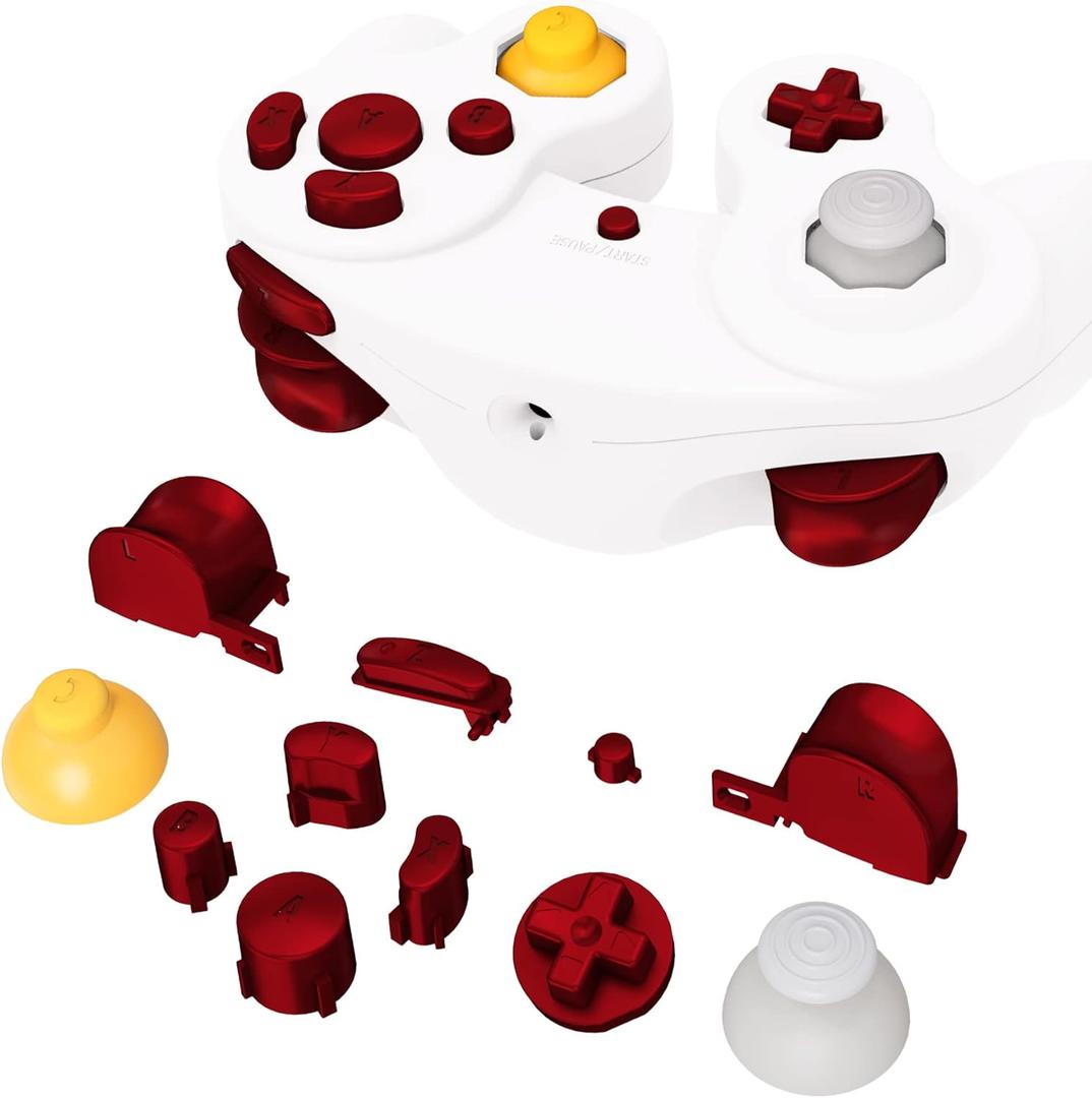 eXtremeRate Scarlet Red Repair ABXY D-pad Z L R Keys for Nintendo Gamecube Controller, DIY Replacement Full Set Buttons Thumbsticks & Tools for Nintendo Gamecube Controller - Controller NOT Included