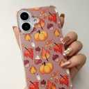 Fall Leaves Pumpkin Acorns Phone Case Compatible with iPhone 17, Aesthetic Autumn Halloween Phone Cover for iPhone 17, Cute TPU Bumper Phone Case