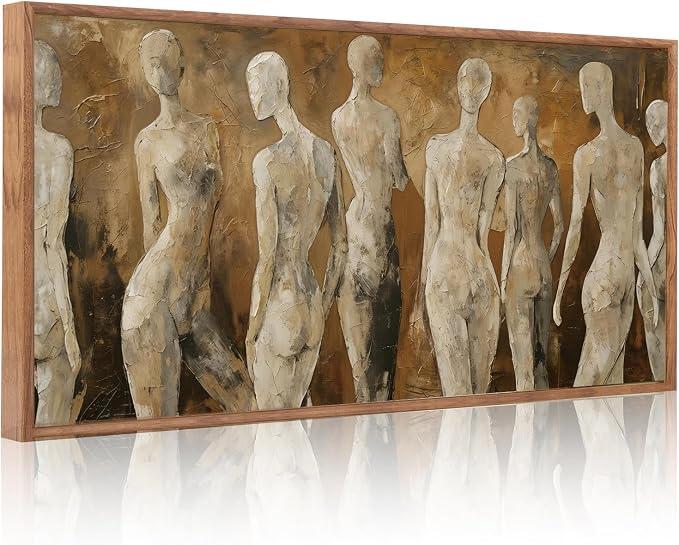 CHDITB 3D Textured Abstract Figure Wall Art, Neutral Human Silhouette Decor
Clean Defined Outline Canvas Painting, Refined Silhouette Forms Elegant Visual Prints for Living Room Bedroom Office 40"x20"