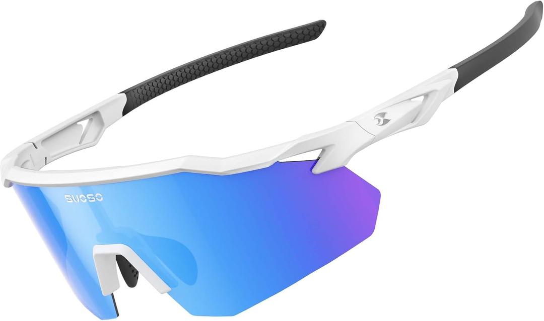 suoso Sports Cycling Sunglasses for Men: Lightweight UV Protection Polarized Sun Glasses for Youth Baseball Softball Running