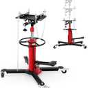 High Lift Transmission Jack 34"-68", Heavy Duty 1100LBS Hydraulic Telescoping Transmission Jack with Foot Pedal for Auto Repair, Garage, and Shop Use- 360Swivel Wheels & Safety Lock (Red)