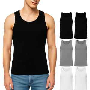 Athllete Mens Athletic Fit Tank Tops 6 Pack - 100% Cotton Breathable Sleeveless Undershirts (XX-Large, 2 White + 2 Black + 2 Heather Gray  6 Pack for)